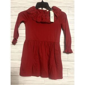 NWT Girls Youth Copper Key Dress Size 6 Long Sleeve Red ruffle 100% Cotton $44